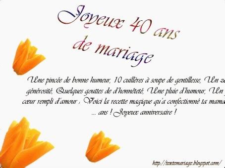 40 Ans De Mariage Texte Humoristique Joyeux Anniversaire