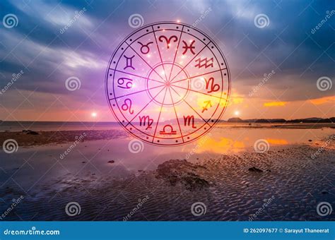 Zodiac Signs Inside Of Horoscope Circle Astrology In The Sky With Many