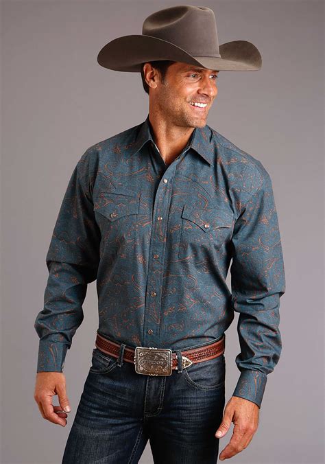 STETSON MEN'S STEEL PAISLEY WESTERN SNAP SHIRT