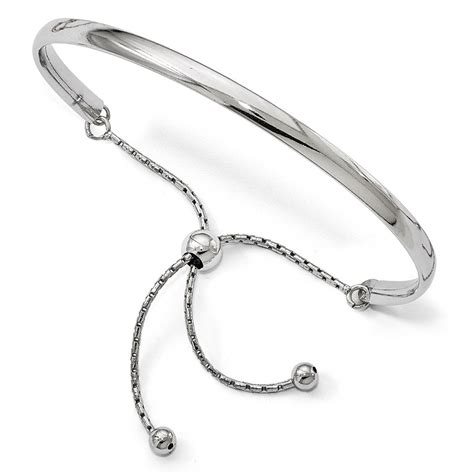 Sterling Silver Polished Adjustable Bangle Bracelet By EBay