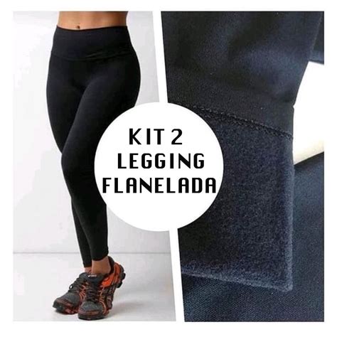 KIT 2 Legging Flanelada Calça Leg Peluciada Por Dentro Costura