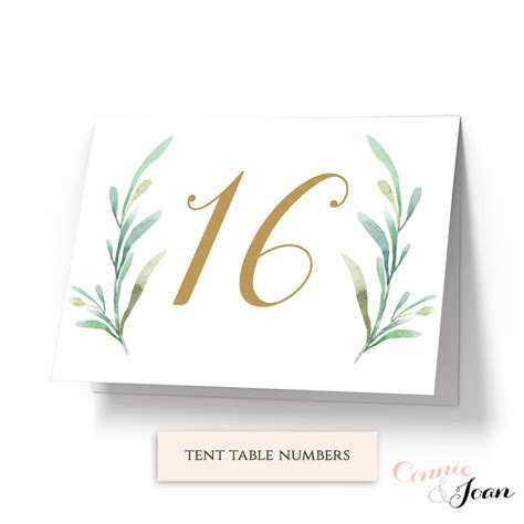 Greenery Tent Wedding Table Numbers Template Printable In Table Number