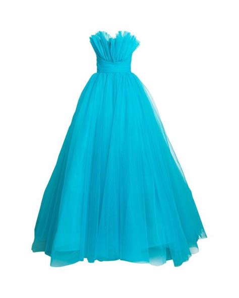 Monique Lhuillier Tulle Ruffled Bodice Gown In Blue Lyst Canada