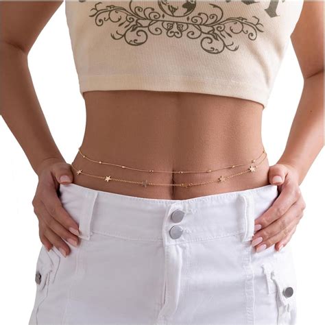 HLSOHJP Bikini Belly Chain Beach Body Jewerly Sexy Summer Beads Sequin Belly Chain For Women