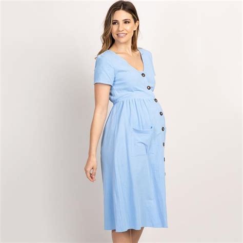 1200 Women S Summer Short Sleeve V Neck Button Pocket Maternity Dresses