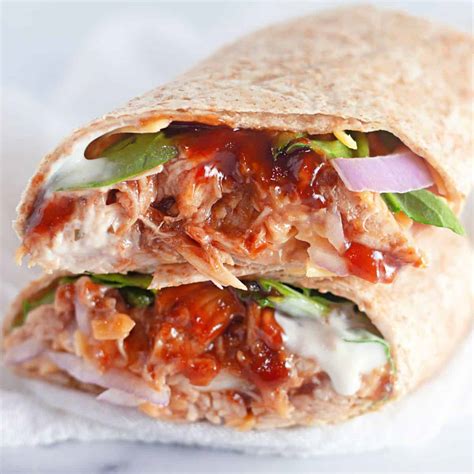 Easy Pulled Bbq Chicken Wrap Recipe One Wholesome Life