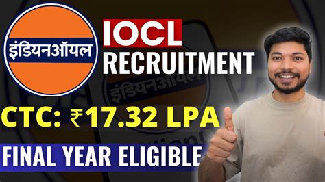 IOCL Recruitment 2024 Engineer Officer Post CTC 17 32 LPA