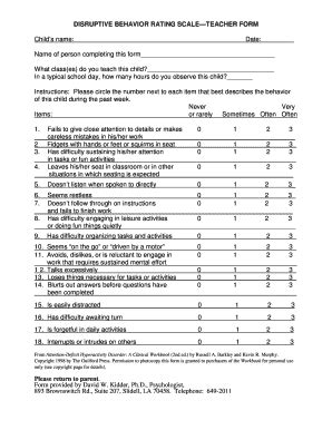 Behavior Rating Scale Template 2020 2024 Fill And Sign Printable