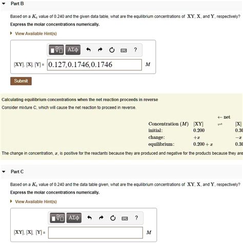 Solved Part B Based On Kc Value Of And The Given Data Table