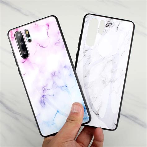 Buy Luxury Marble Grain Hard Tempered Glass Protective Back Cover Case For Samsung Galaxy Phone