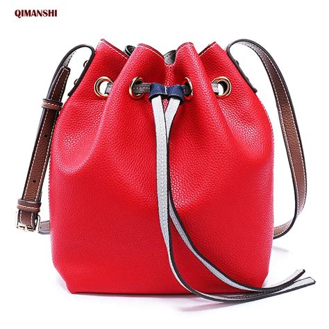 Buy High Capacity Women Pu Leather Drawstring Bucket Ladies Drawstring Bags For