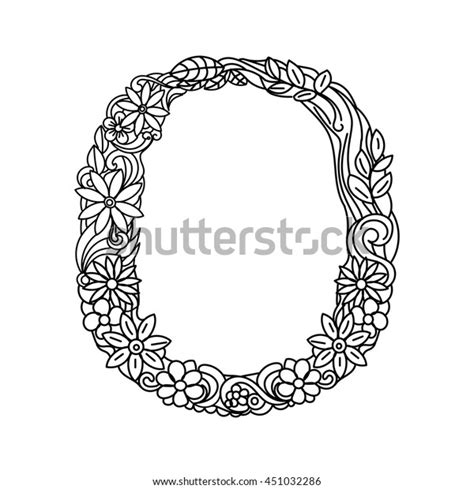 Floral Alphabet Letter Coloring Book Adults Stock Vector Royalty Free 451032286 Shutterstock