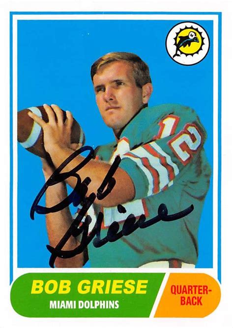 Bob Griese Autographed Football Card Miami Dolphins 2012 Topps