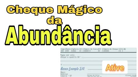 Cheque Mágico da Abundância Lei da atração Cheque Youtube Law Of