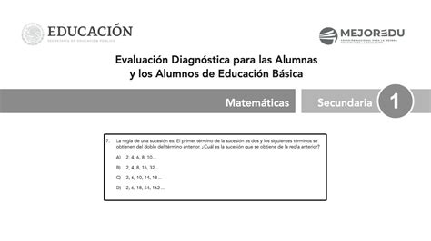 Examen Diagn Stico Primero Secundaria La Regla De Una Sucesi N Es