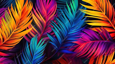 Premium Photo Tropical Rainbow Palms And Leave Wallpaper