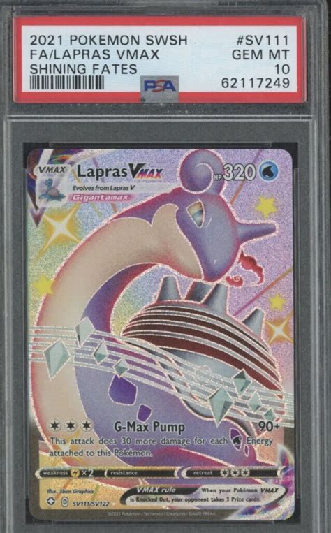 Pokemon Swsh Shining Fates Sv Lapras Vmax Full Art Psa Gem