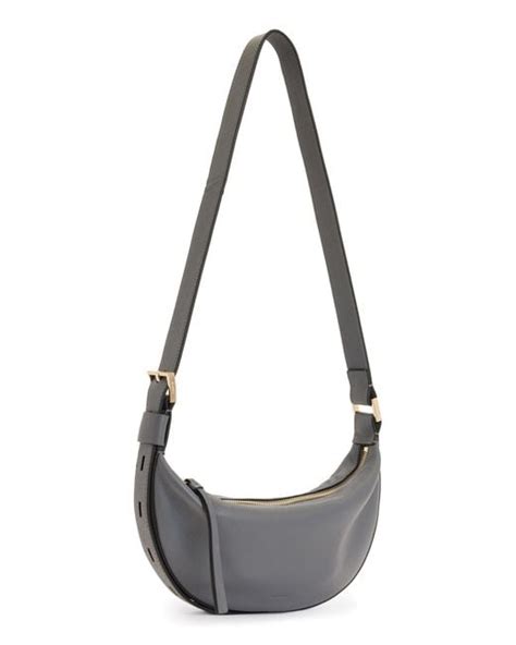 Allsaints Half Moon Leather Crossbody Bag In Black Lyst