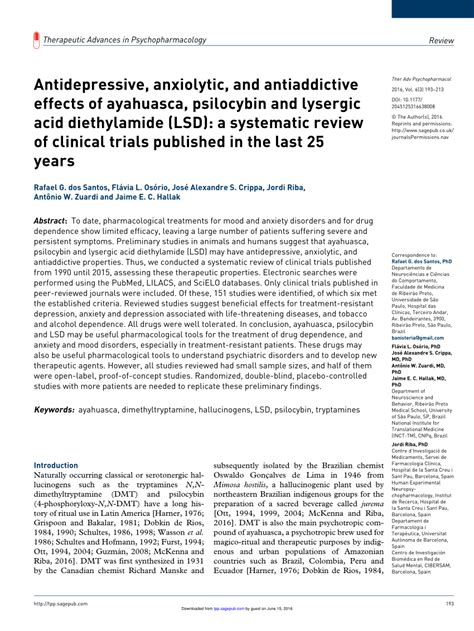 Pdf Antidepressive Anxiolytic And Antiaddictive Effects Of