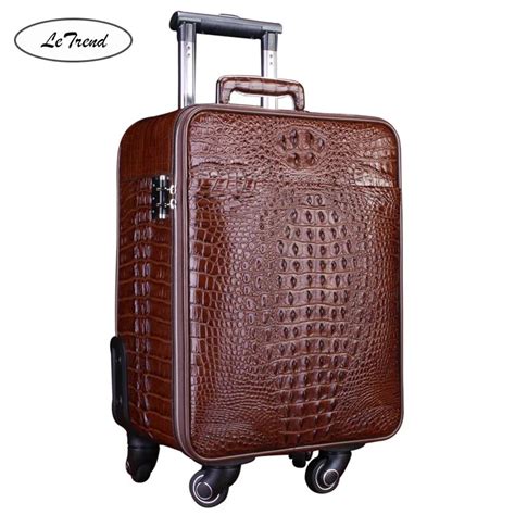 Letrend Alligator Rolling Luggage Spinner Crocodile High Grade