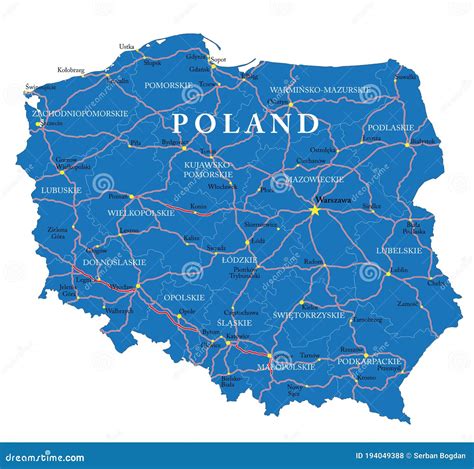 Mapa da polônia ilustração do vetor Ilustração de poznan 194049388