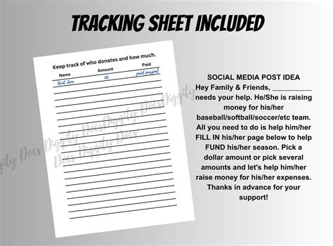 Editable Softball Fill Fund Fundraiser Softball Fundraiser Sheet Aau