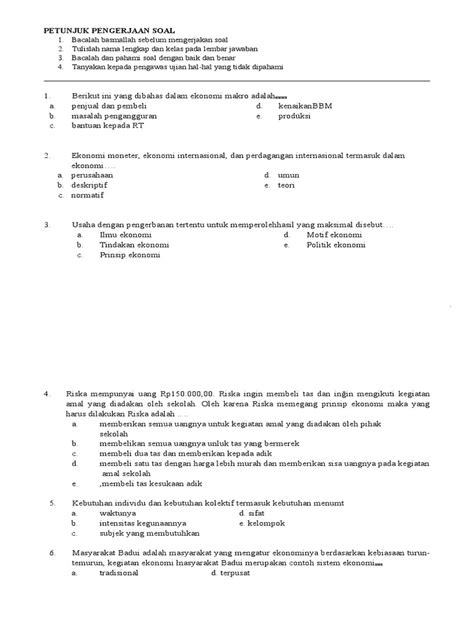 Petunjuk Pengerjaan Soal Pdf