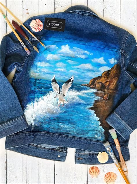 Hand Painted Denim Jacket Jacket Artwork Jean Jacket Acrylic Painting