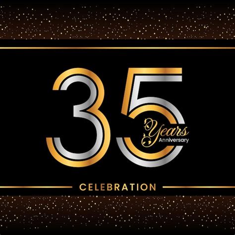 Premium Vector 35th Anniversary Logo Design With Double Line Concept Gold And Silver Color