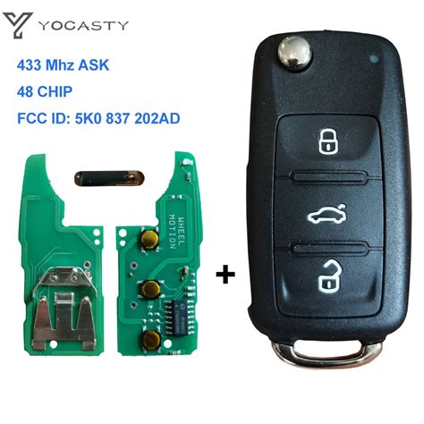 Yocasty 5k0837202ad Oem Remote Flip Key 433mhz 48 Chip For Vw Touran