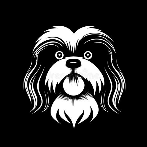 Shih Tzu Black And White Vector Illustration Stock Vector