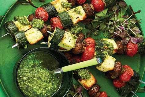 Zucchini And Halloumi Skewers With Pesto Harris Farm Markets