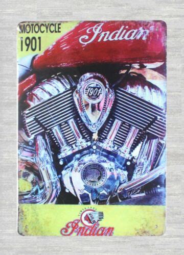 Biker Indian Motorcycle 1901 Tin Metal Sign Tavern Bar Home Decor Ebay