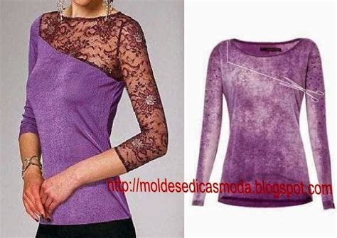 RECICLAGEM DE BLUSA RENDA Moldes Dicas Moda Como Reciclar Ropa