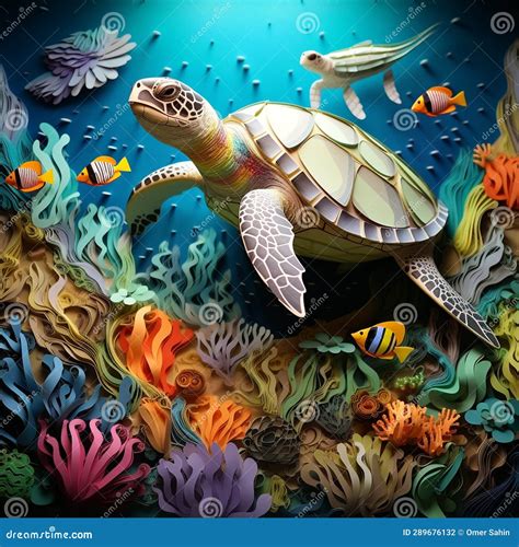 Origami Sea Creatures in Vibrant Ocean Scene Stock Illustration ...