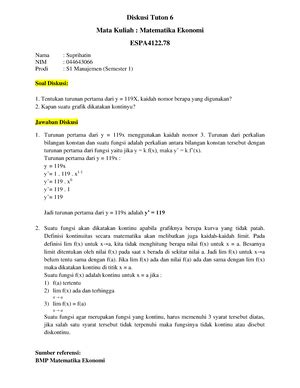 Jawaban Diskusi Sesi Espa Matematika Ekonomi Diskusi Sesi