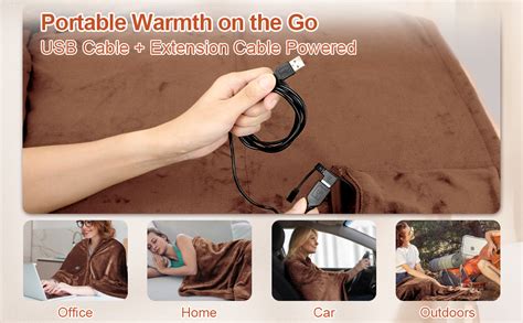 Usb Wearable Heated Blanket Shawl 59” X 33” Portable