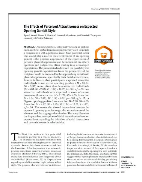 PDF The Effects Of Perceived Attractiveness On Expected Opening