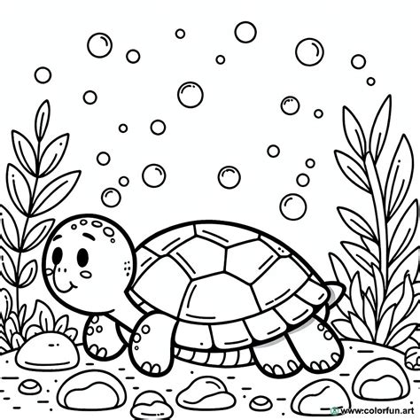 Coloriage facile d une tortue à Télécharger ou à Imprimer gratuitement