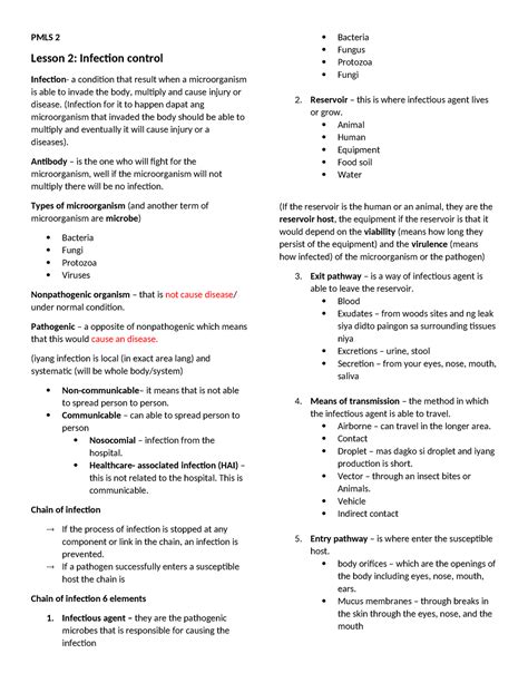 Lesson Infection Control Pmls Lesson Infection Control