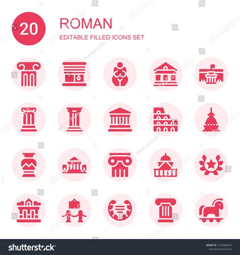 Roman Icon Set Collection 20 Filled Stock Vector (Royalty Free ...