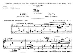 Free Sheet Music For Piano By Tchaikovsky Page 2 Of 2 Pages