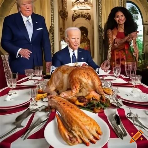 Satirical Thanksgiving Dinner With Biden And Trump S Head On A Plate On