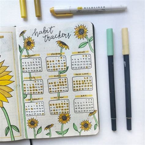 28 Bright Sunflower Bullet Journal Ideas