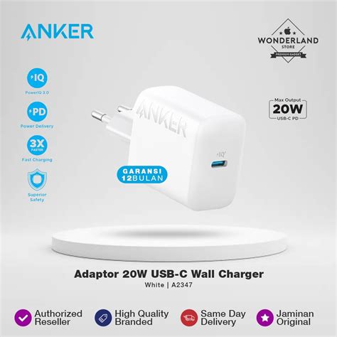 Jual Anker Adaptor 20w Usb C Wall Charger Pd Fast Charging Usb Cusb A