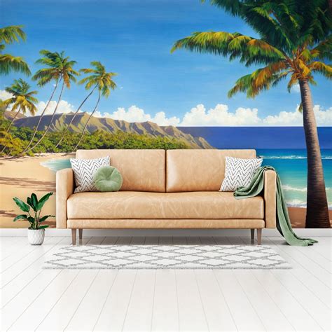 Hawaiian Mural Seaside Wall Mural Peel and Stick Wallpaper - Etsy