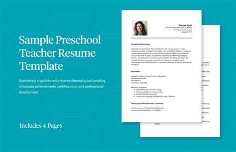 Sample Preschool Teacher Resume Template in Word, PDF, Google Docs ...