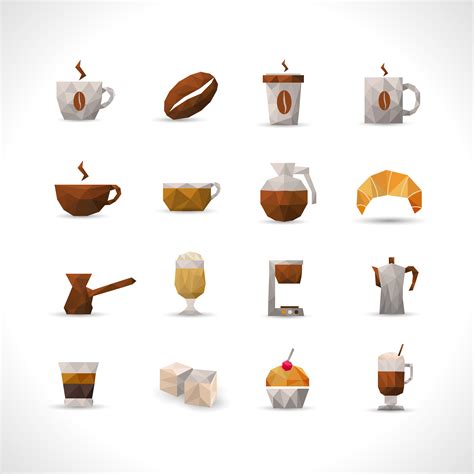 Polygonal Coffee Icons Set 468984 Vector Art at Vecteezy