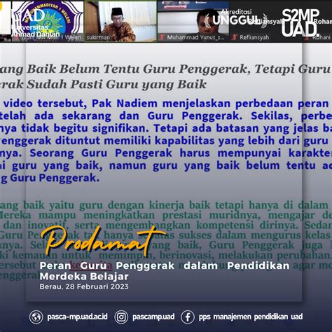 peran guru penggerak  pendidikan merdeka belajar  mp uad