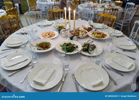 Round Dining Table Stock Image Image Of Plate Furniture 28826369